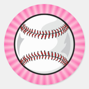 Roze Softball Ronde Sticker
