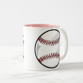 Roze Softball Tweekleurige Koffiemok (Voorkant rechts)