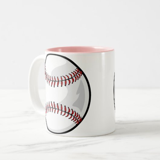 Roze Softball Tweekleurige Koffiemok (Voorkant links)