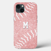 roze softball voor meisjes met een monogramma Case-Mate iPhone case (Achterkant)