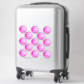 Roze softphallen reeks van 13 namen van douanespel sticker (Koffer)