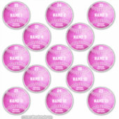 Roze softphallen reeks van 13 namen van douanespel sticker (Voorkant)
