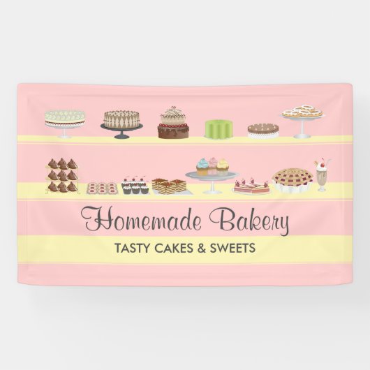 Roze Softs Smakelijke Bakkerij Cakes Snoepjes Snoe Spandoek (Horizontaal)