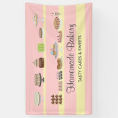Roze Softs Smakelijke Bakkerij Cakes Snoepjes Snoe Spandoek (Verticaal)
