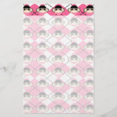 Roze sok-apen op roze witte Argyle Diamond Briefpapier (Voorkant)
