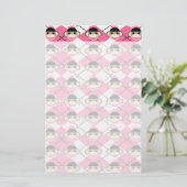 Roze sok-apen op roze witte Argyle Diamond Briefpapier (Staand voorkant)
