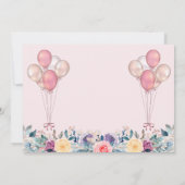 Roze Some Bunny Bloem Ballon 1e Verjaardag Foto Bedankkaart (Achterkant)