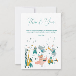 Roze Songbird met Animal Band Verjaardag Bedankkaart