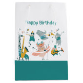 Roze Songbird met Animal Band Verjaardag Medium Cadeauzakje (Voorkant)