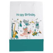 Roze Songbird met Animal Band Verjaardag Medium Cadeauzakje (Achterkant)