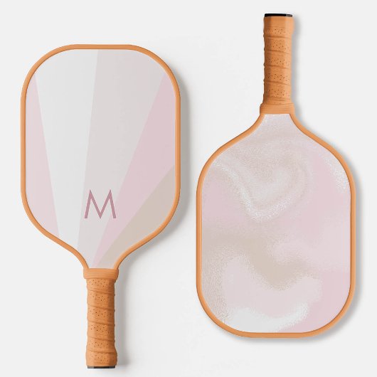 Roze Sorbet Mauve Tan Monogram Modern Gepersonalis Pickleball Paddle