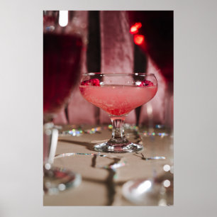Roze Sorbet Soiree: Bruisende Zomer Cocktail Kunst Poster