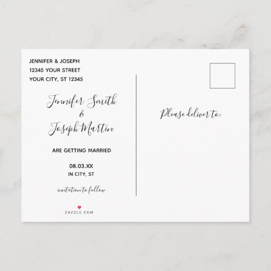 Roze South Carolina Red Heart Save the Date Aankondigingskaart (Achterkant)