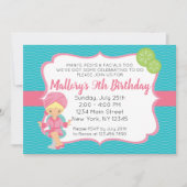 Roze Spa Birthday Invitation blonde Kaart (Voorkant)