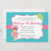 Roze Spa Birthday Uitnodiging (Voorkant)