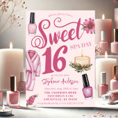 Roze Spa Dag Sweet 16 Uitnodiging