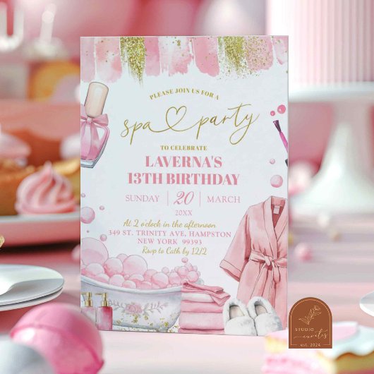 Roze Spa Feest Manicure Pedicure Verjaardag Kaart