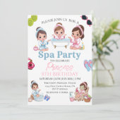 Roze Spa Feestje Meisje 8e Verjaardagsuitnodiging Kaart (Staand voorkant)