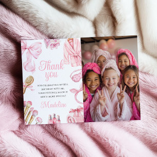 Roze Spa Feestje Meisje Verjaardag Bedankkaart