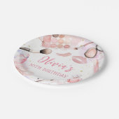 Roze Spa Party Glamour Meisje Make-up Verjaardag Papieren Bordje (Gekanteld)