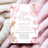 Roze Spa Party Meisje 8e verjaardag Uitnodiging