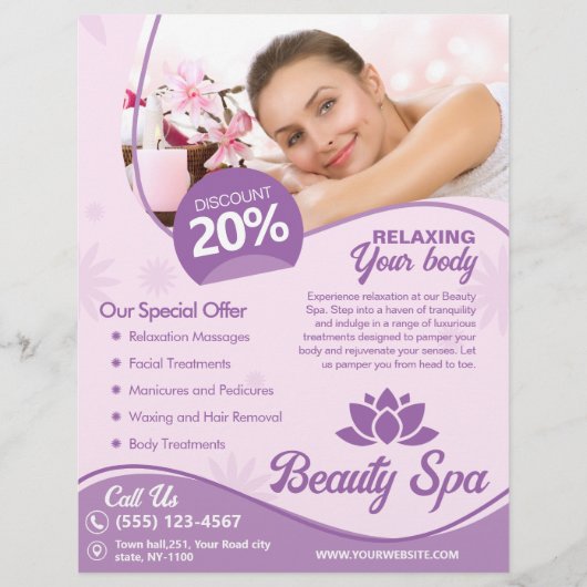 Roze Spa, Schoonheidssalon, Wellness Center Flyer (Voorkant)