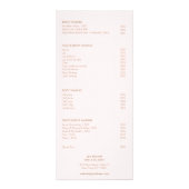 Roze spa Skincare White Service Price Menu (Achterkant)