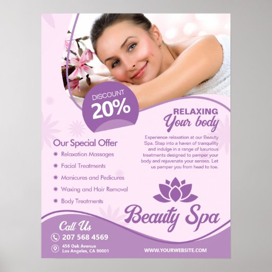 Roze Spa, Wellness Center, Schoonheidssalon Poster (Voorkant)
