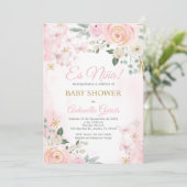 Roze Spaans Baby shower Meisje Kaart (Staand voorkant)