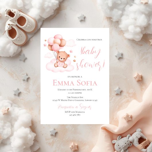 Roze Spaans Baby shower uitnodiging