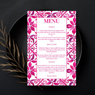 Roze Spaans Mexicaanse talavera bruiloft menu
