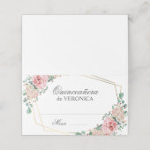 Roze Spaans Quinceañera Quince 15 Verjaardag Plaatskaartje (Buitenkant ongevouwen)
