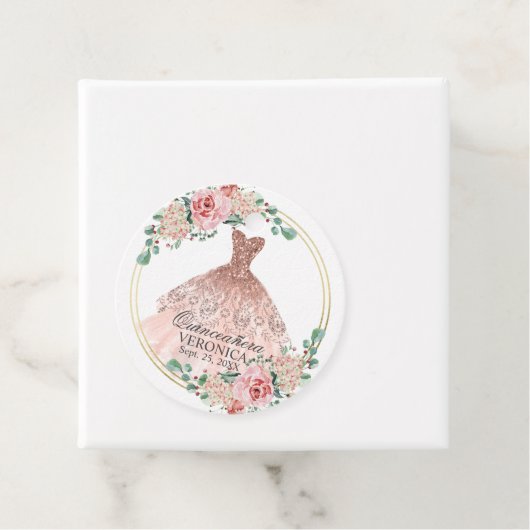 Roze Spaans Quinceañera Quince Gracias Dank u Bedankjes Labels (In situ)