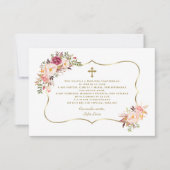 Roze Spaanse Bloem Dank Met Gebed Doop Bedankkaart (Voorkant)