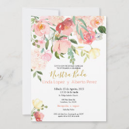 Roze Spaanse bruiloft uitnodigingen
