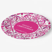 Roze Spaanse talavera bruiloft monogram gedrukt Papieren Bordje (Gekanteld)