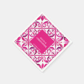 Roze Spaanse talavera bruiloft monogram gedrukt Servet (Hoek)
