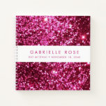 Roze spaarboekje van Mitzvah Autograaf Notitieboek<br><div class="desc">Helder Hot Pink Glitter (gedrukt afbeelding) met een witte streep op de omslag van een gepersonaliseerd gastenboek met ruimte voor een optionele vieringstitel en -datum of een aangepaste tekst. Dit fel roze, dunne partijaccessoire is ontworpen voor een Bat Mitzvah, Sweet 16, Quinceanera of Birthday, of past de tekst op de...</div>