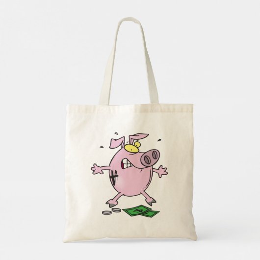 Roze Spaarvarken Met Geld Boodschappentas Tote Bag (Achterkant)