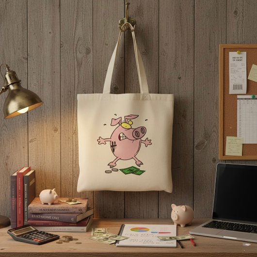 Roze Spaarvarken Met Geld Boodschappentas Tote Bag