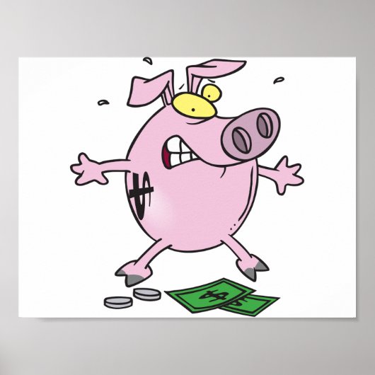Roze Spaarvarken Met Geld Poster (Voorkant)