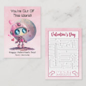 Roze Space Robot Budget Classroom Valentijnsdag Notitiekaartje (Voorkant / Achterkant)