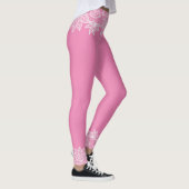 Roze spandex leggings met wit kant look (Rechts)