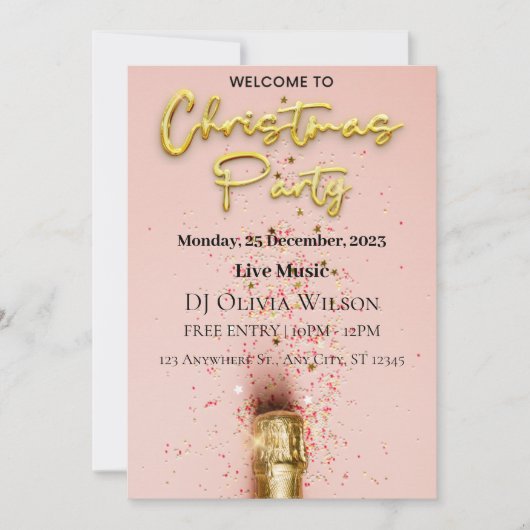 Roze Spannende Uitnodiging van het Kerstmisfeest (Voorkant)