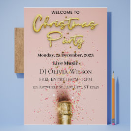 Roze Spannende Uitnodiging van het Kerstmisfeest