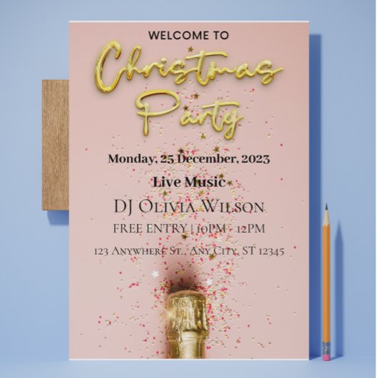 Roze Spannende Uitnodiging van het Kerstmisfeest