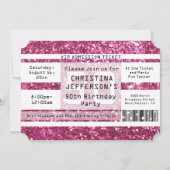 Roze Sparkle 50e verjaardag Party Ticket Kaart (Voorkant)