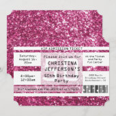 Roze Sparkle 50e verjaardag Party Ticket Kaart (Voorkant / Achterkant)