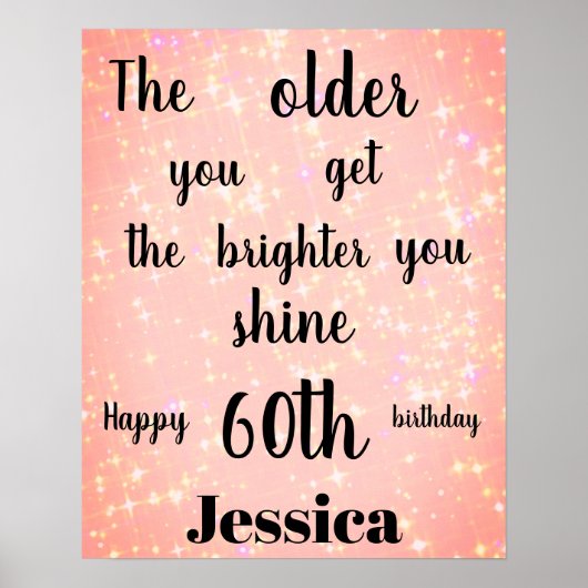 roze sparkle 60th Birthday Name Poster (Voorkant)