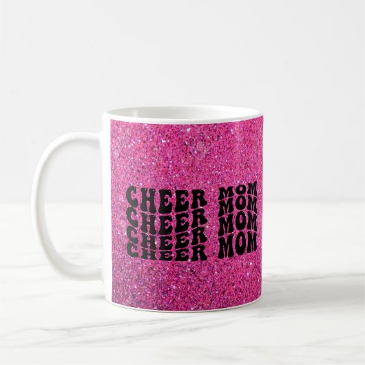 Roze Sparkle Cheer Mom Koffie Mok (Links)
